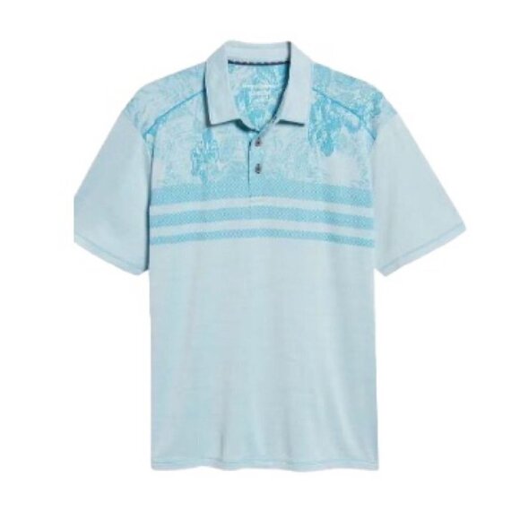 Tommy Bahama Mens Blue Tropical Short Sleeve Collared Polo Shirt Sz L New - Picture 10 of 13